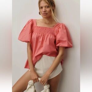 Maeve Anthropologie Puff Sleeve Smocked Blouse XS